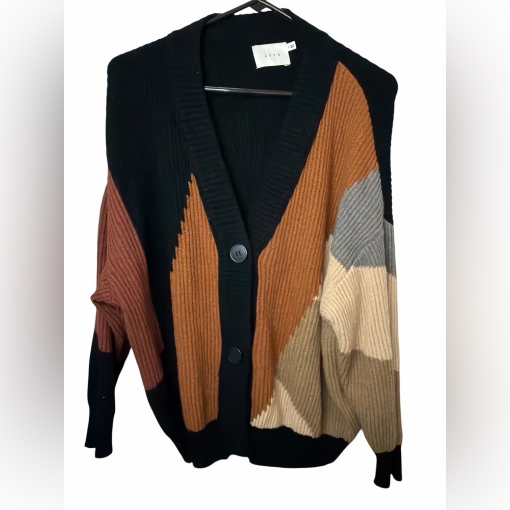 Lush Multicolor Knit Cardigan Sweater